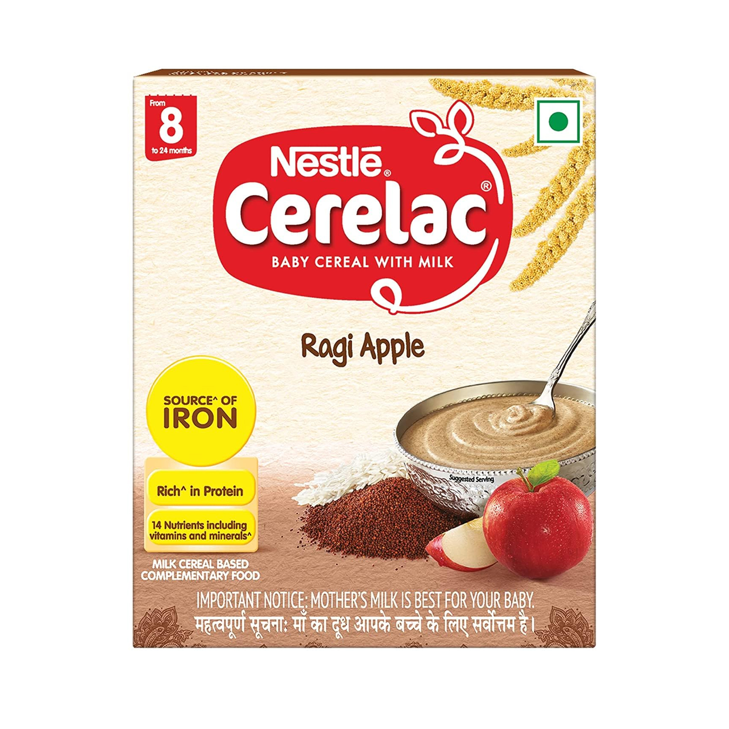 Nestle Cerelac Baby Cereal with Milk from 8 to 24 months Ragi and Apple 300g