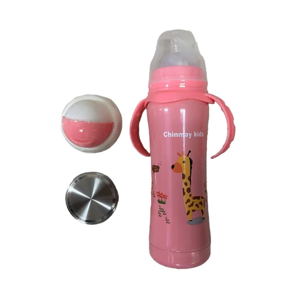 Chinmay Kids Thermal Insulation Stainless Steel Baby Feeding Bottle for New-Born/Toddler - Pink (240 ml)