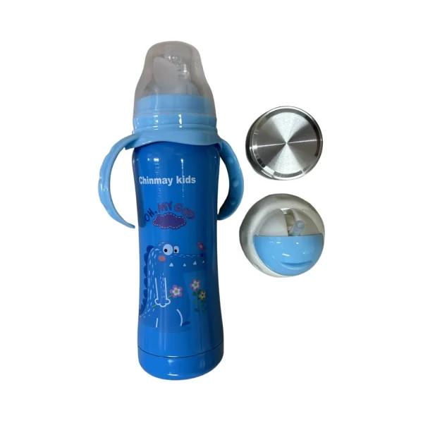 Chinmay Kids Thermal Insulation Stainless Steel Baby Feeding Bottle for New-Born/Toddler - Blue (240 ml)