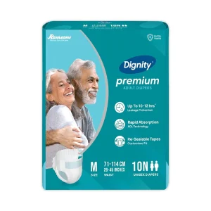 Romsons Dignity Premium Adult Diaper Unisex - Medium (28 inches - 45 inches) (Pack of 10 Pcs)