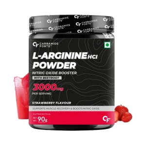Carbamide Forte L-Arginine HCI Powder with Beetroot 3000mg for Muscle Recovery (Strawberry Flavour) 90g