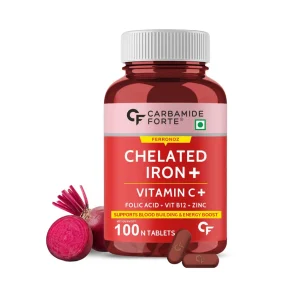 Carbamide Forte Chelated Iron Vitamin C, B12, Folic Acid and Zinc Tablet (100 Tablets)