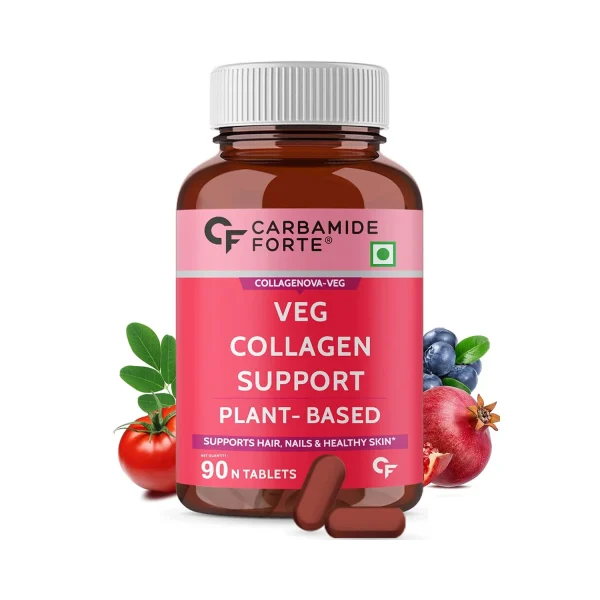 Carbamide Forte Veg Collagen Support Tablet for Skin and Hair Health (90 Tablets)