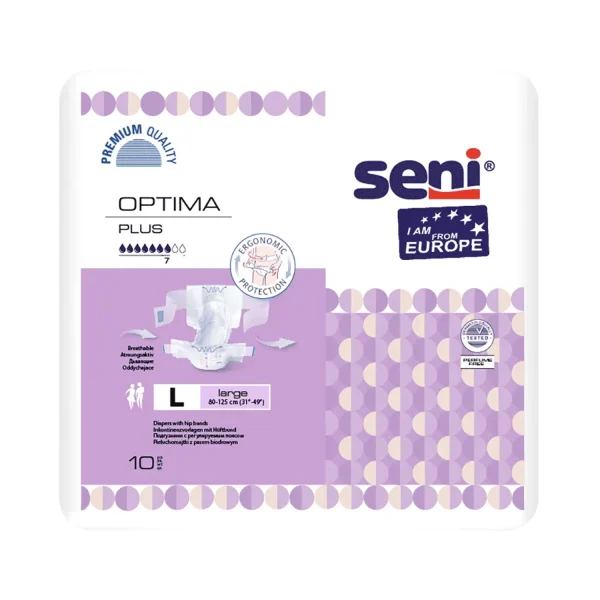 Seni Optima Plus Diaper Large 80-125cm (10 Diapers)