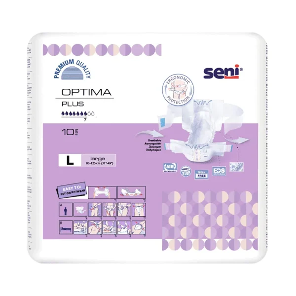 Seni Optima Plus Diaper Large 80-125cm (10 Diapers)