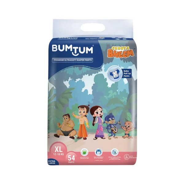 Bumtum Chota Bheem Ultrasoft Baby Diaper Pants XL 12 to 17 Kg - 54 Diapers