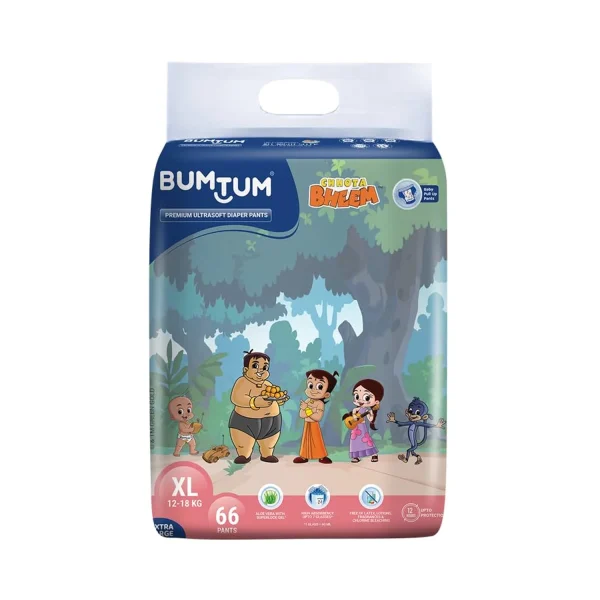 Bumtum Chota Bheem Ultrasoft Baby Diaper Pants XL 12 to 17 Kg - 66 Diapers