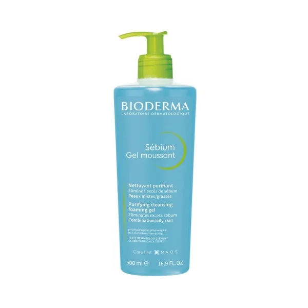 Bioderma Sebium Gel Moussant Purifying Cleansing Foaming Gel Combination/Oily Skin, 500 ml