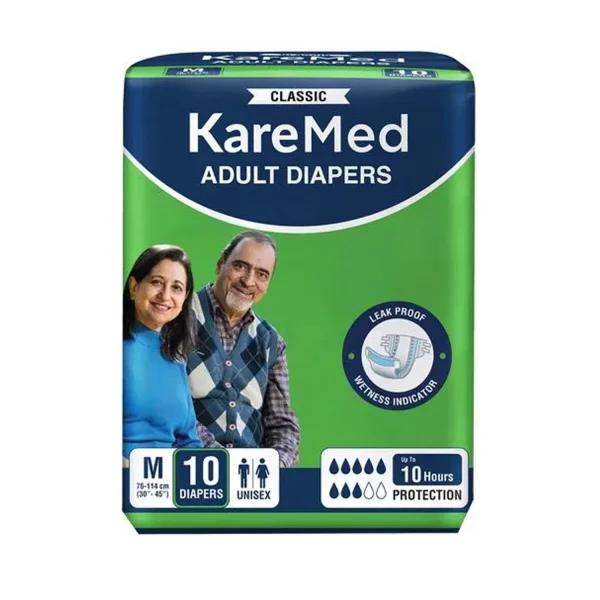 Kare Med Classic Adult Diapers, Tape Style, 10 Hours Protection - Medium (10 Diapers) Kare Med Classic Adult Diapers, Tape Style, 10 Hours Protection - Medium (10 Diapers)