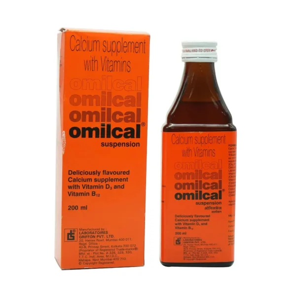 Omilcal Suspension with Calcium, Vitamin D3, Vitamin B12 – 200ml