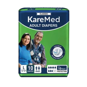 Kare Med Classic Adult Diapers, Tape Style, 10 Hours Protection - Large (10 Diapers)