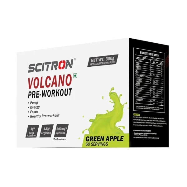 Scitron Volcano Preworkout powder 60 Servings - 300g (Green Apple)