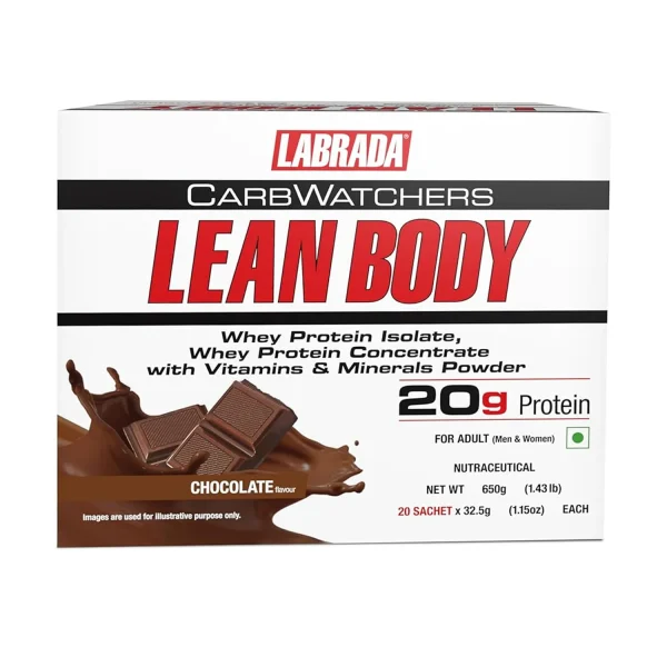 Labrada Lean Body Carbwatchers High Protein Meal Replacement Shake – 20 Sachet X 32.5g (Chocolate)