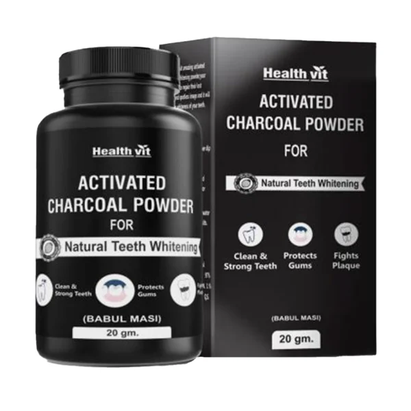 HealthVit Activated Charcoal Powder for Natural Teeth Whitening - 20gm