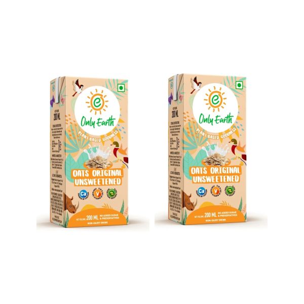 Only Earth Oats Original Unsweetened Drink 200ml (Pack of 2)