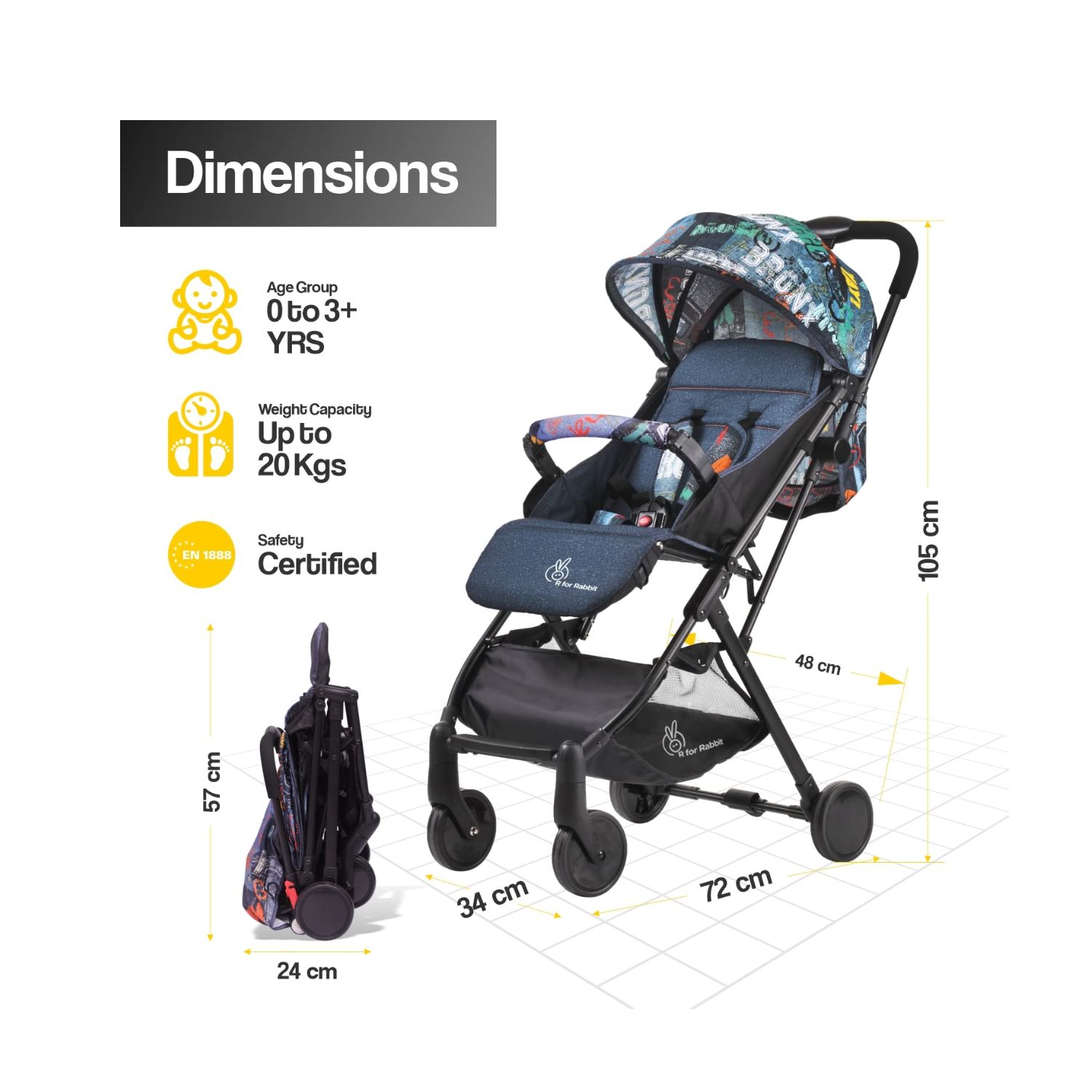 R for Rabbit Pocket Stroller Lite (Grey)