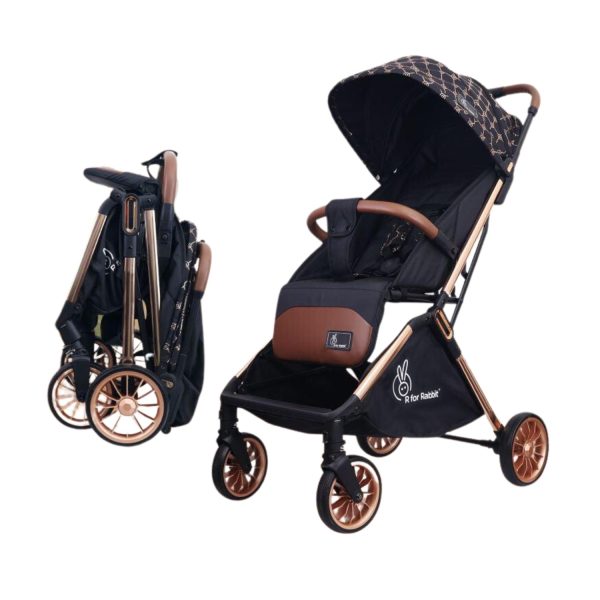 R for Rabbit Street Smart Auto Fold Stroller (Gold Black)