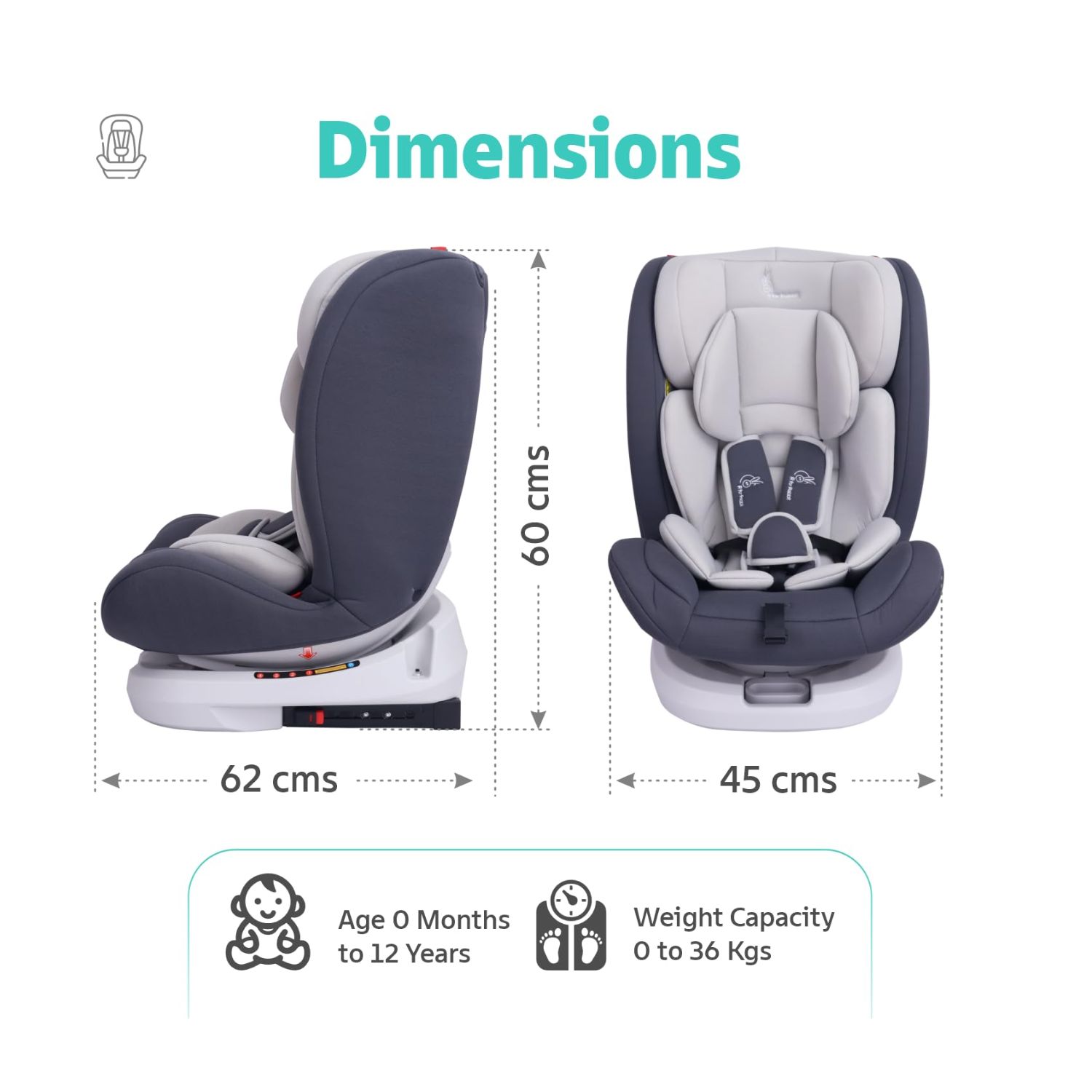 R for Rabbit Jack N Jill Grand ISOFIX Car Seat (Grey)