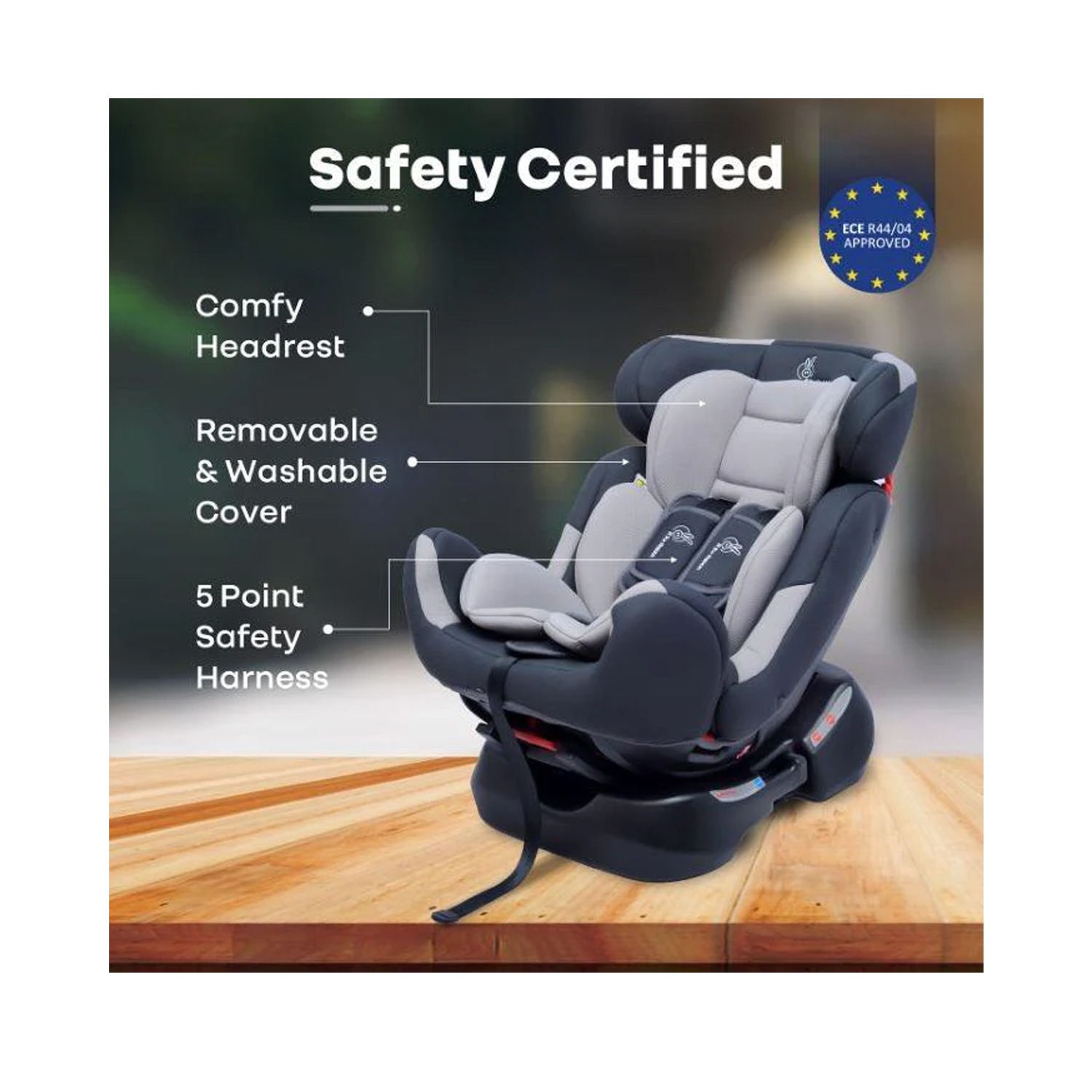 R for Rabbit Jack N Jill Grand Baby Car Seat (Grey)