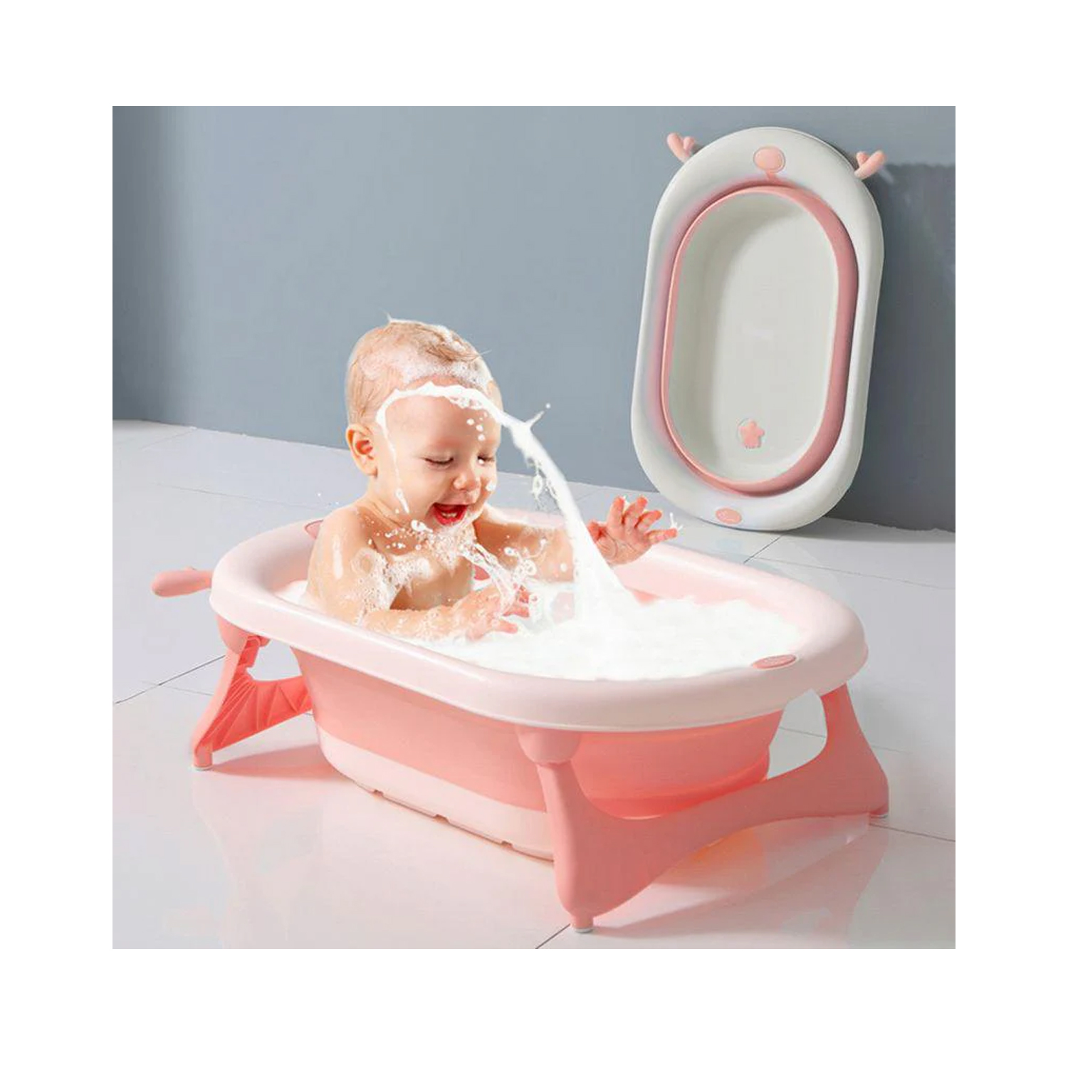 R for Rabbit Bubble Double Aqua Baby Bath Tub (Pink)