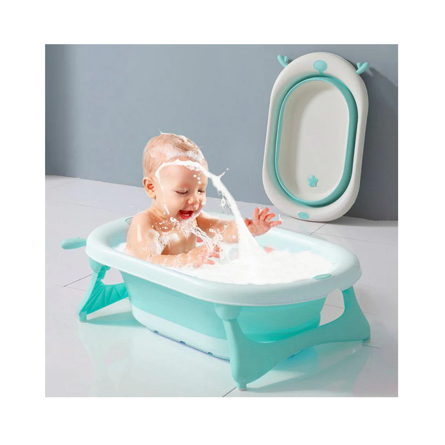 R for Rabbit Bubble Double Aqua Baby Bath Tub (Blue)