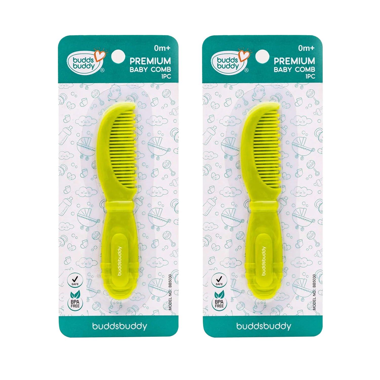 BuddsBuddy Premium Baby Comb 1 Piece (Pack of 2)