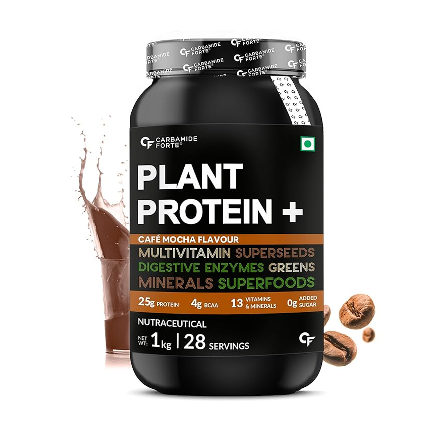 Carbamide Forte Plant Protein + Powder Cafe Mocha Flavour (1 Kg)