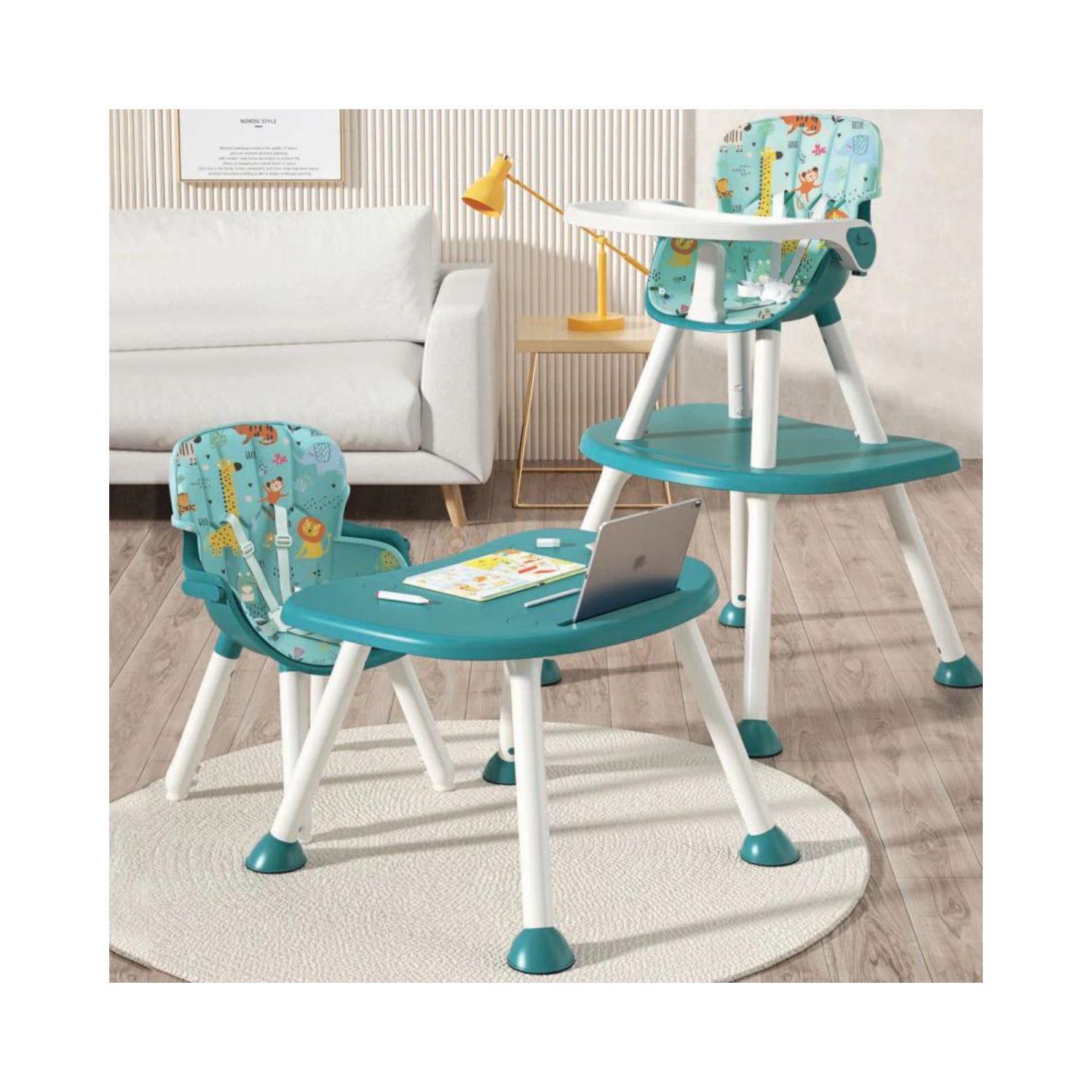 R for Rabbit Cherry Berry Safari BabyHigh Chair (Lake Bllue)