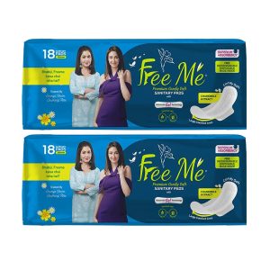 Free Me Premium Comfy Soft Sanitary Napkins XL 18 Pads (Pack of 2)