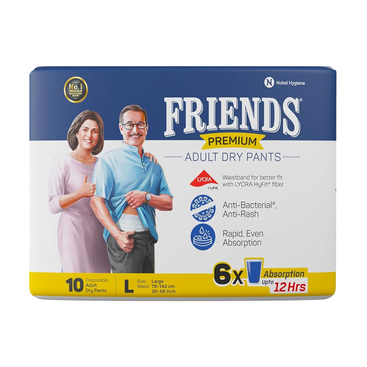 Friends Premium Adult Diapers Pant Style Large (10 Diapers)