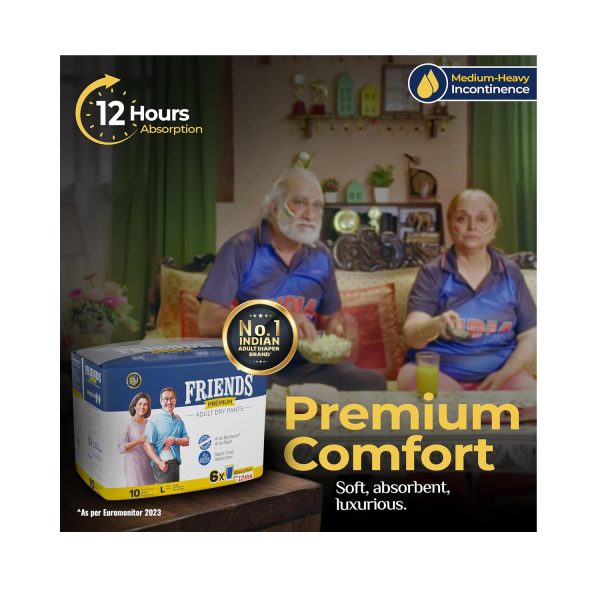 Friends Premium Adult Diapers Pant Style Large (10 Diapers)