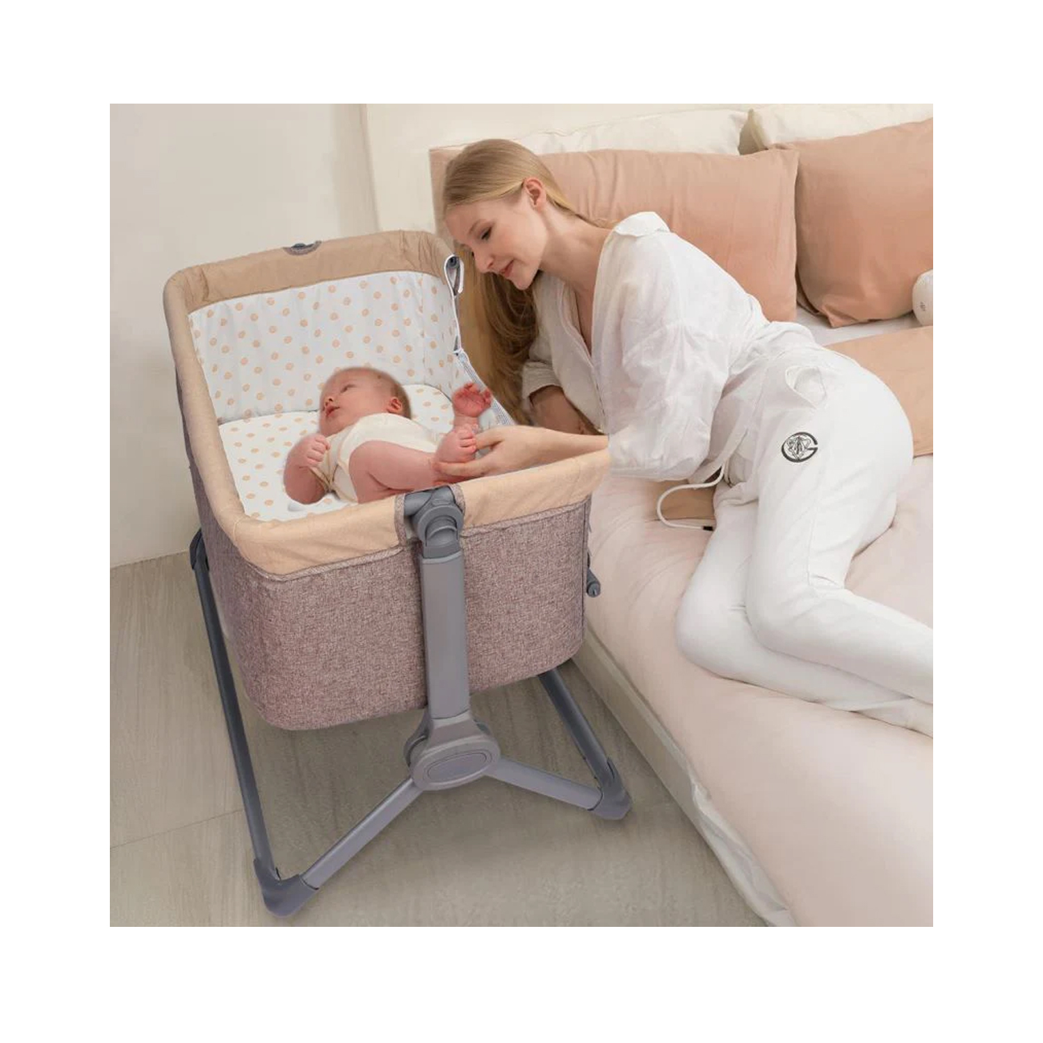 R for Rabbit Hop A Little Baby Cot (Beige)
