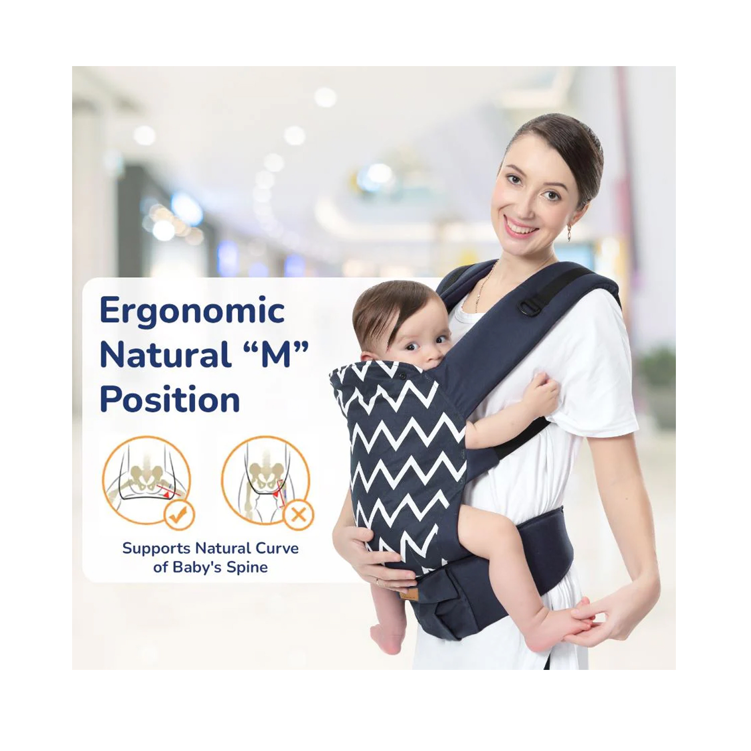 R for Rabbit Hug Me Ergo 2-in-1 Baby Carrier with Ergonomic Support (Blue)