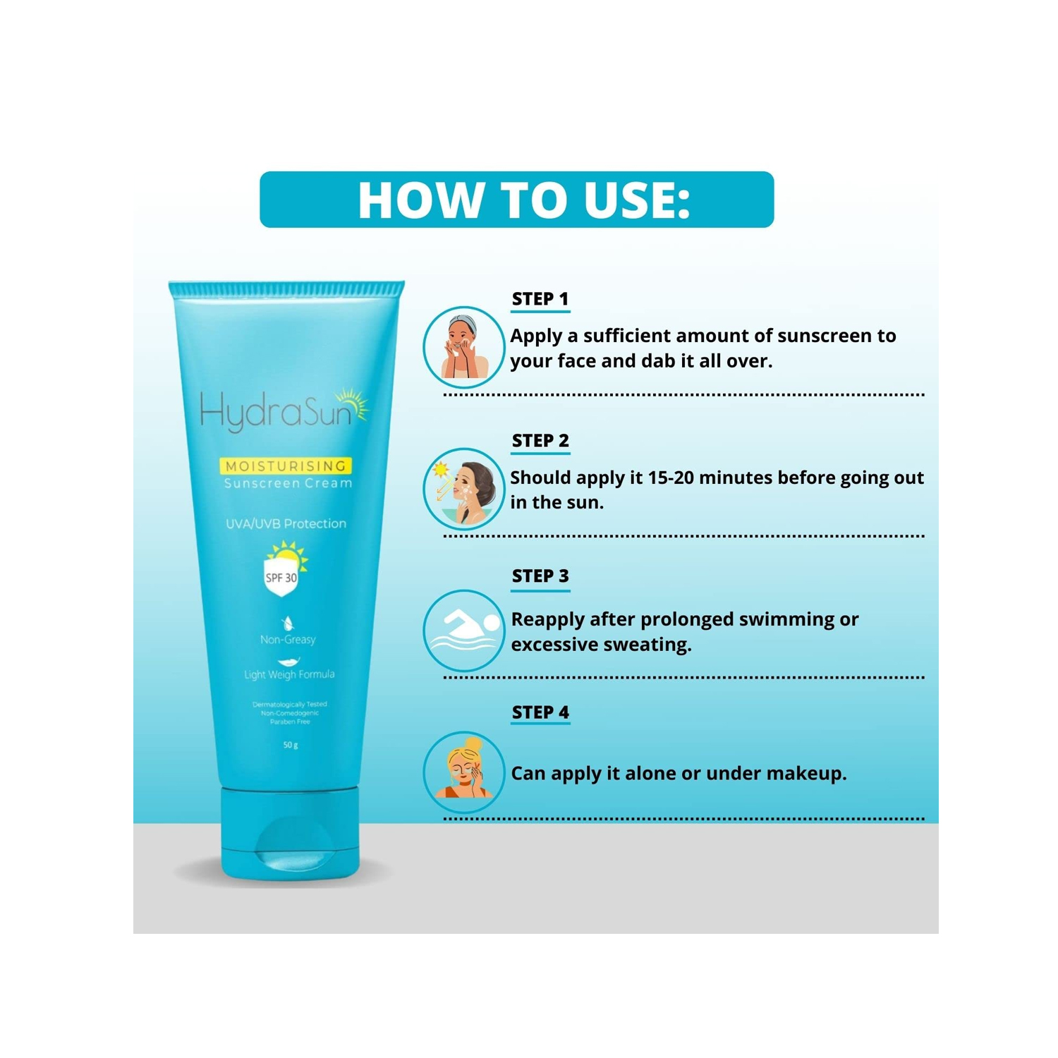 Hydrasun Moisturizing Sunscreen Cream With SPF 30 50gm