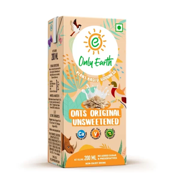 Only Earth Oats Original Unsweetened Drink 200ml (Pack of 2)