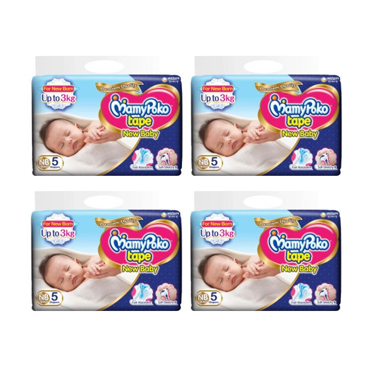 MamyPoko Newborn Mini Tape Style Diaper 5 Diapers (Pack of 4)