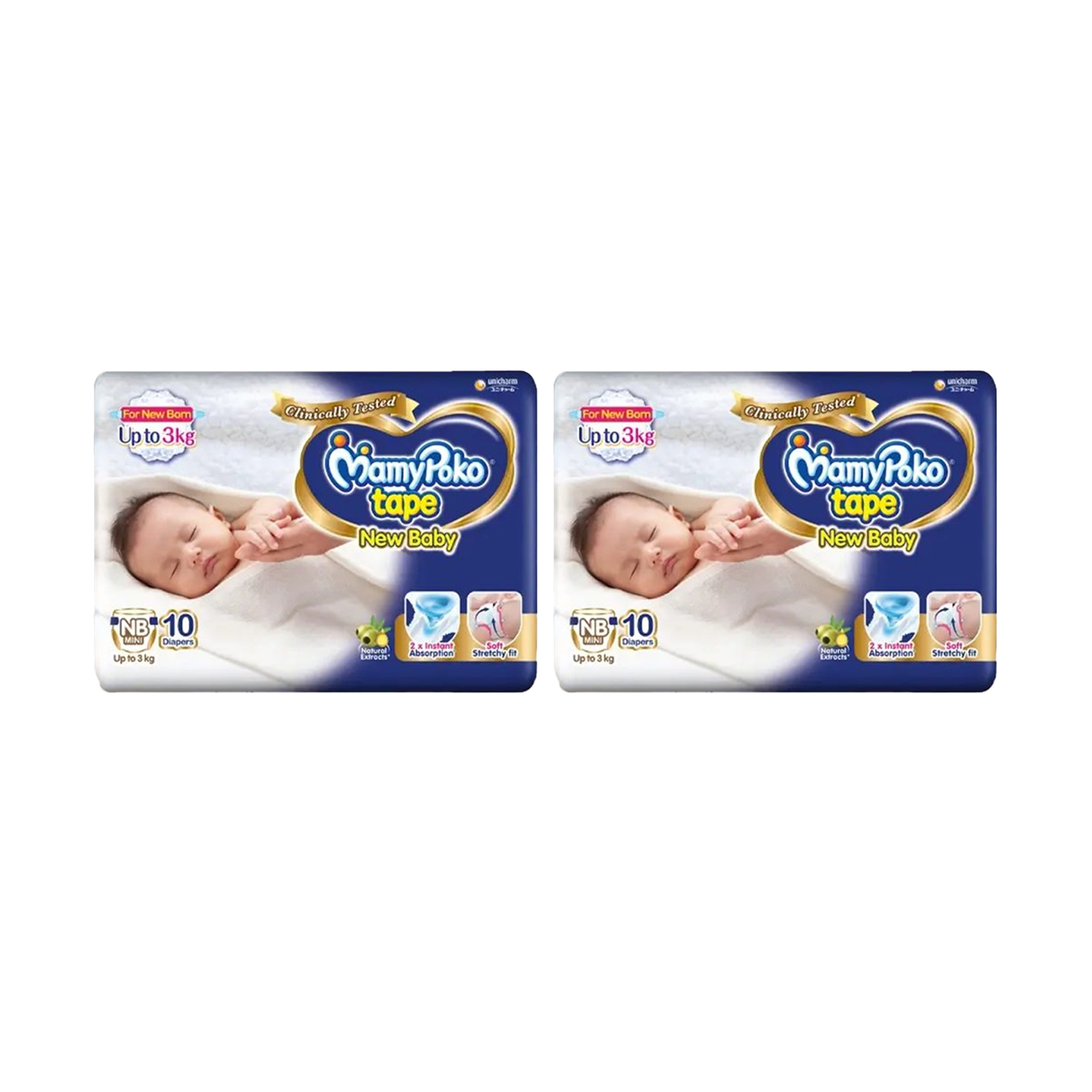 MamyPoko Newborn Mini Tape Style Diaper 10 Diapers (Pack of 2)