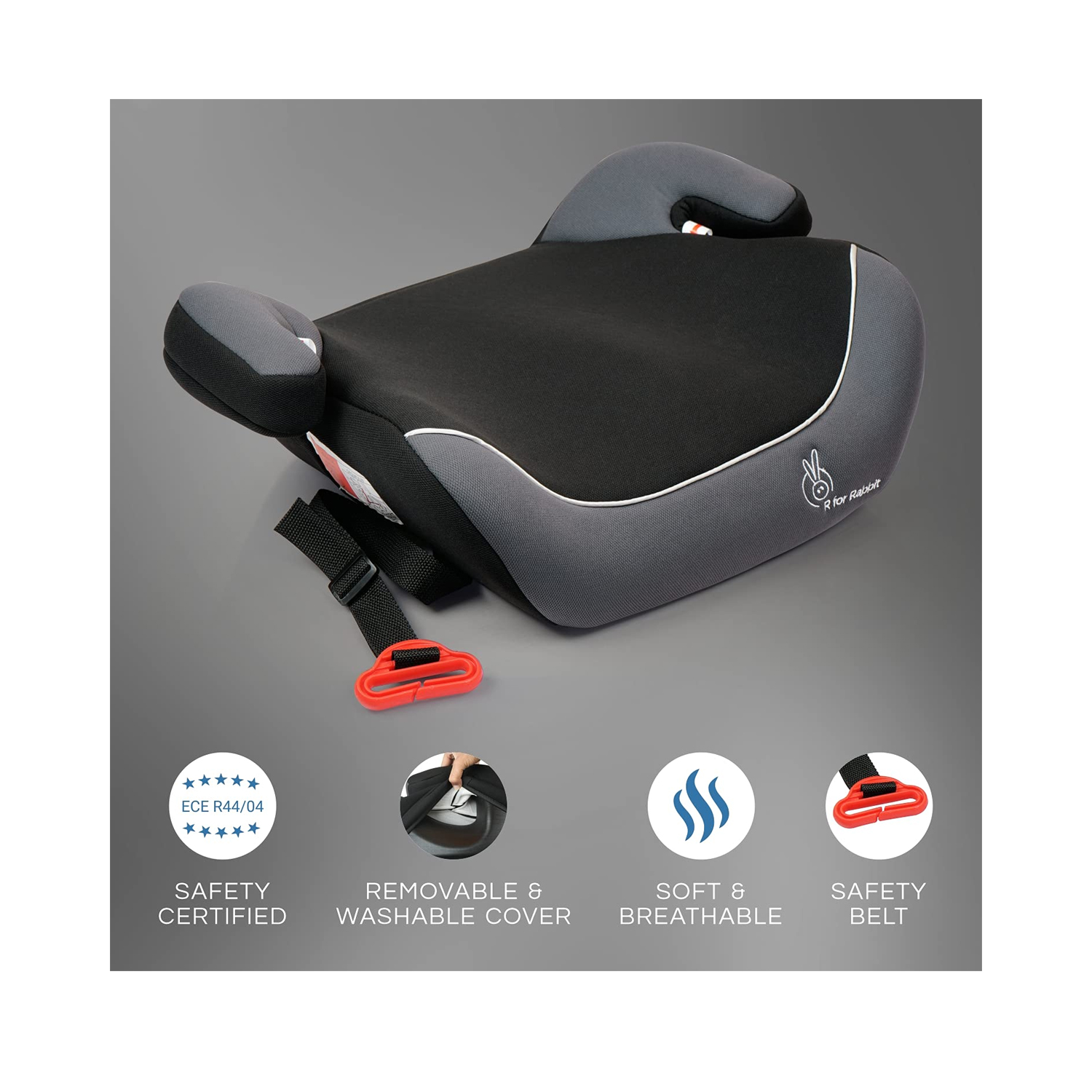 R for Rabbit Little Jack Booster Car Seat (Black Grey)