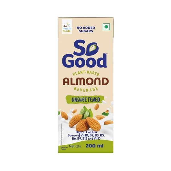 So Good Almond Beverage Unsweetened - 200 ml (Pack of 2)