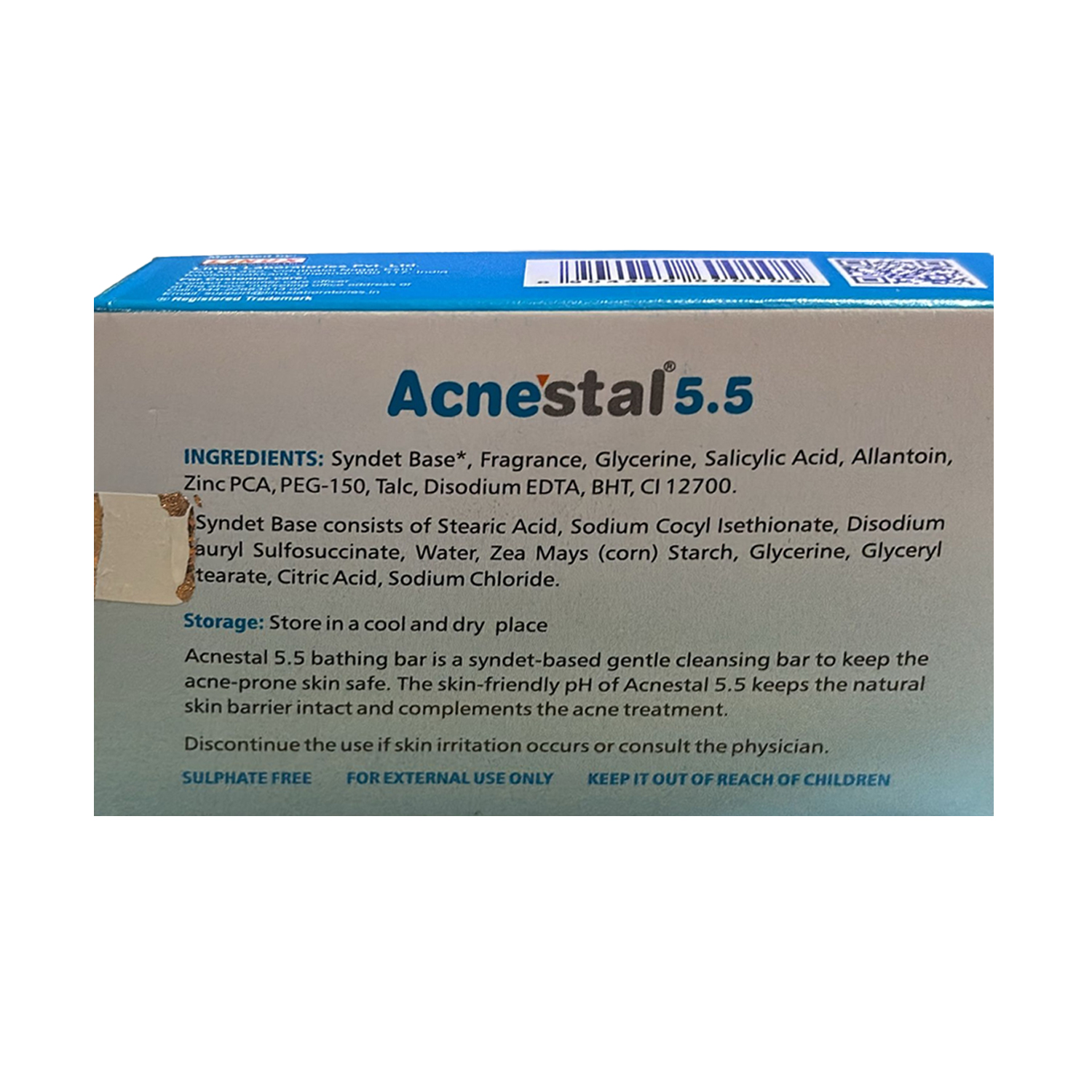 Acnestal 5.5 pH Balanced Acne Care Bar- 75g