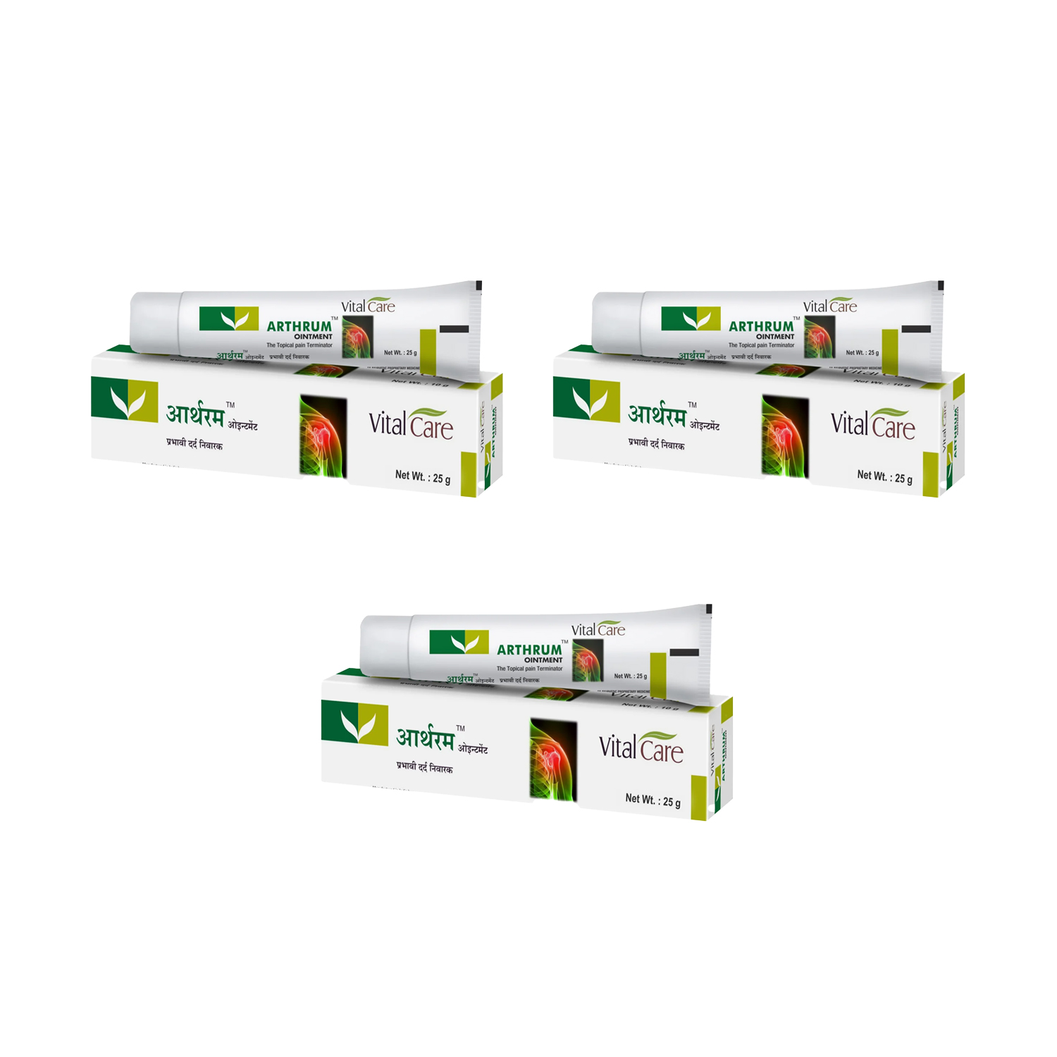 Vital Care Arthrum Ointment An Ayurvedic Ointment for All Type of Pain (25g) - Pack of 3