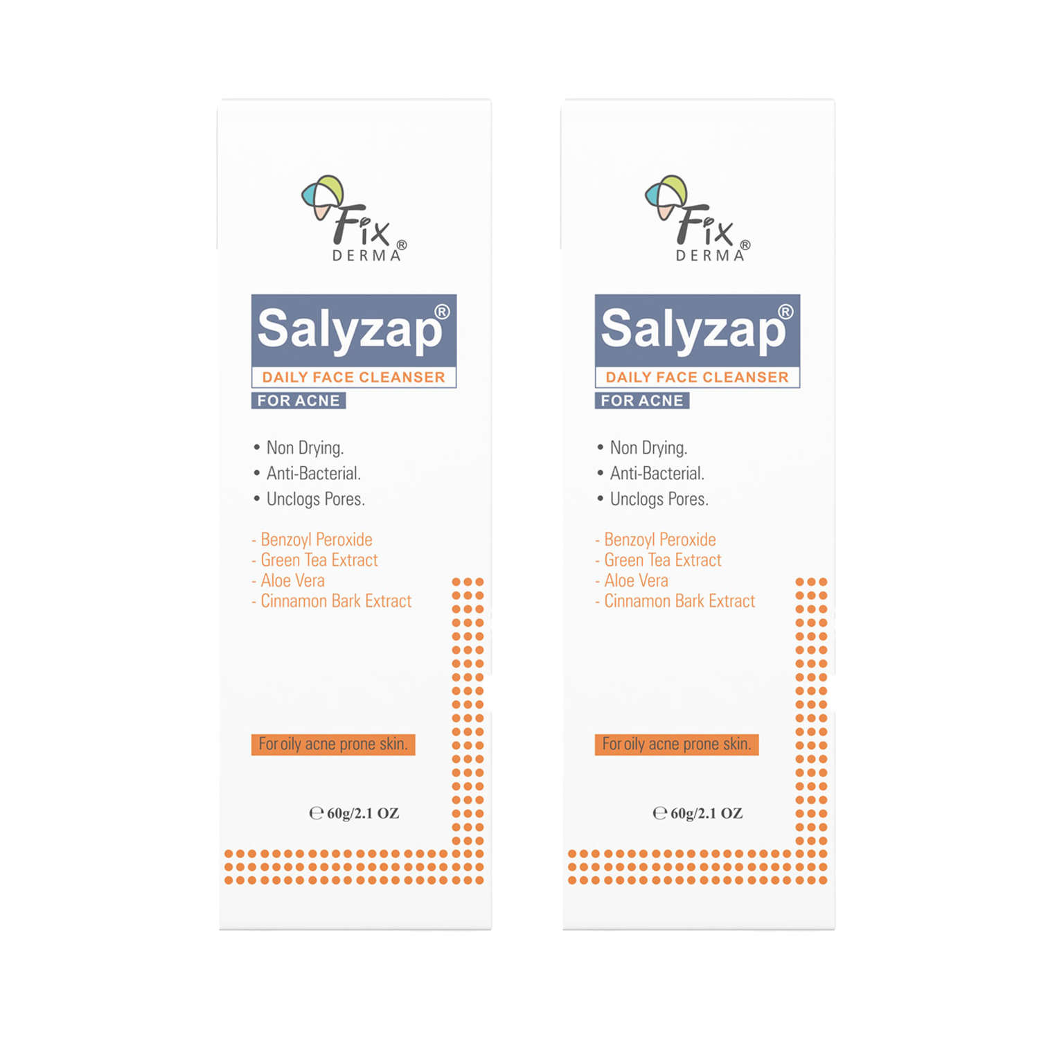 FixDERMA Salyzap Anti Acne Face Cleanser - 60gm (Pack of 2)