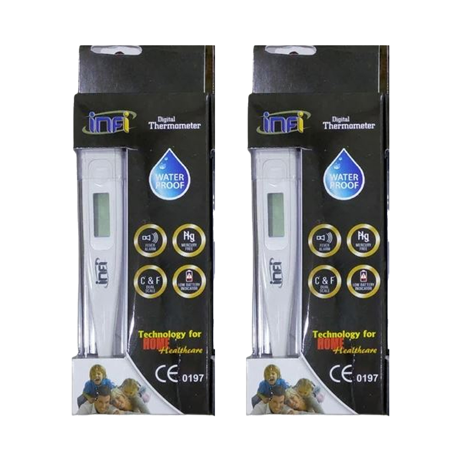 INFI Digital Thermometer (Waterproof) Pack of 2