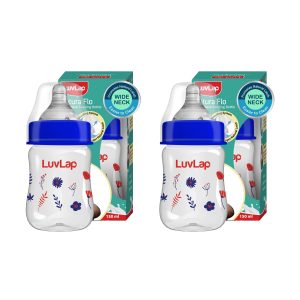 LuvLap Anti-Colic Wide Neck Natura Flo Baby Feeding Bottle Floral - 150ml (M.No 18907) Pack of 2