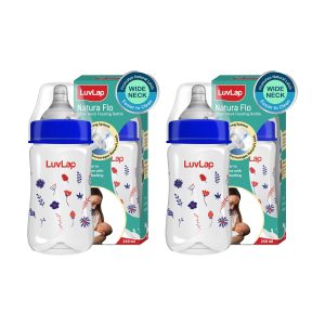 LuvLap Anti-Colic Wide Neck Natura Flo Baby Feeding Bottle Floral - 250ml (M.No 18909) (Pack of 2)