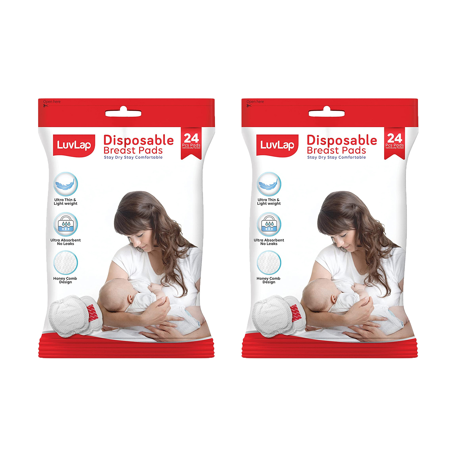 LuvLap Disposal Breast Pads 24 Pcs (M.No 18475) (Pack of 2)