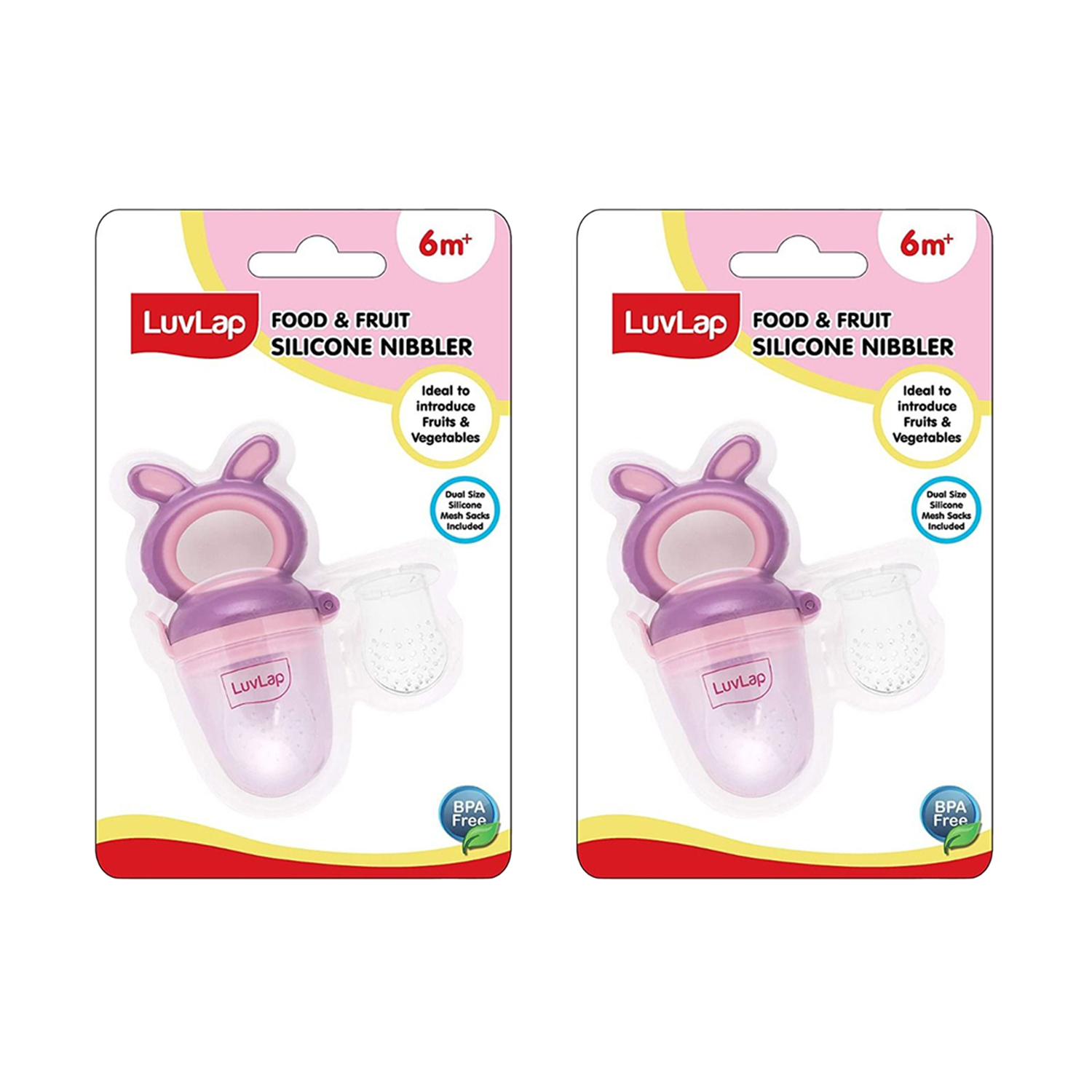LuvLap Food And Fruit Silicone Nibbler - Bunny Rabbit (M.No 18603) (Pack of 2)