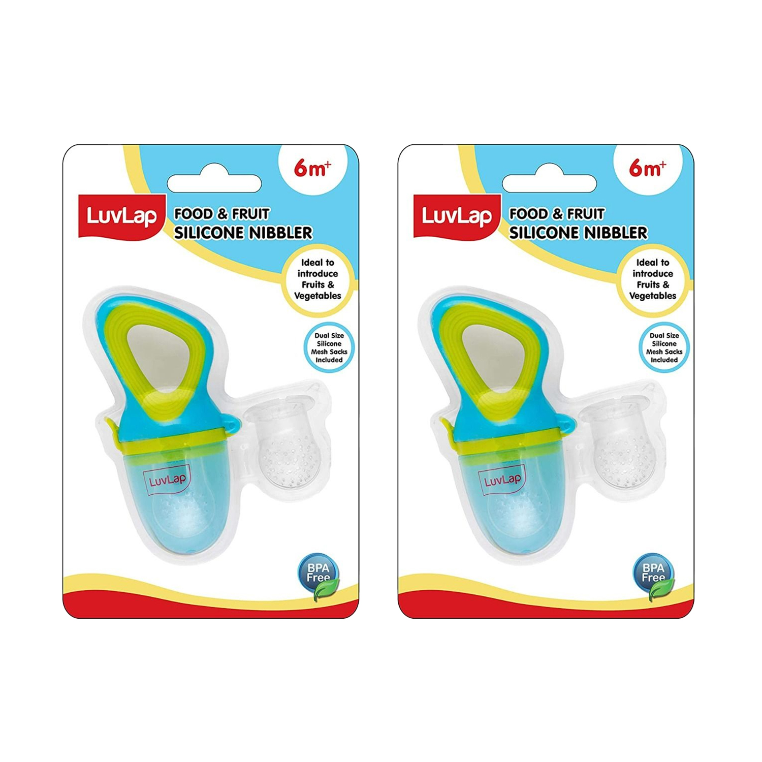 LuvLap Food And Fruit Silicone Nibbler - Elegant (M.No 18602) (Pack of 2)