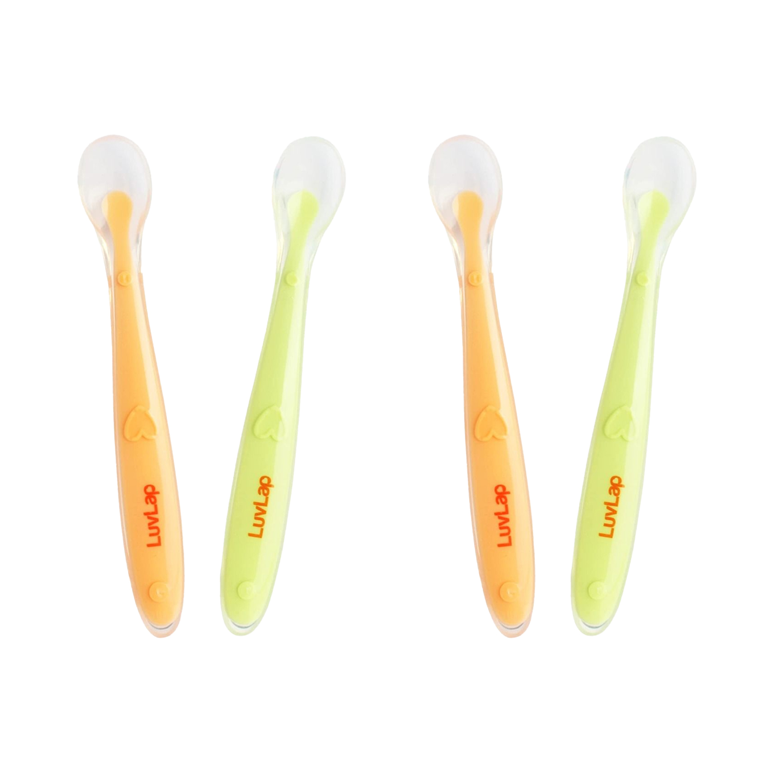 LuvLap Silicone Baby Self Feeding Spoon Green and Pink (M.No 19093) (Pack of 2)