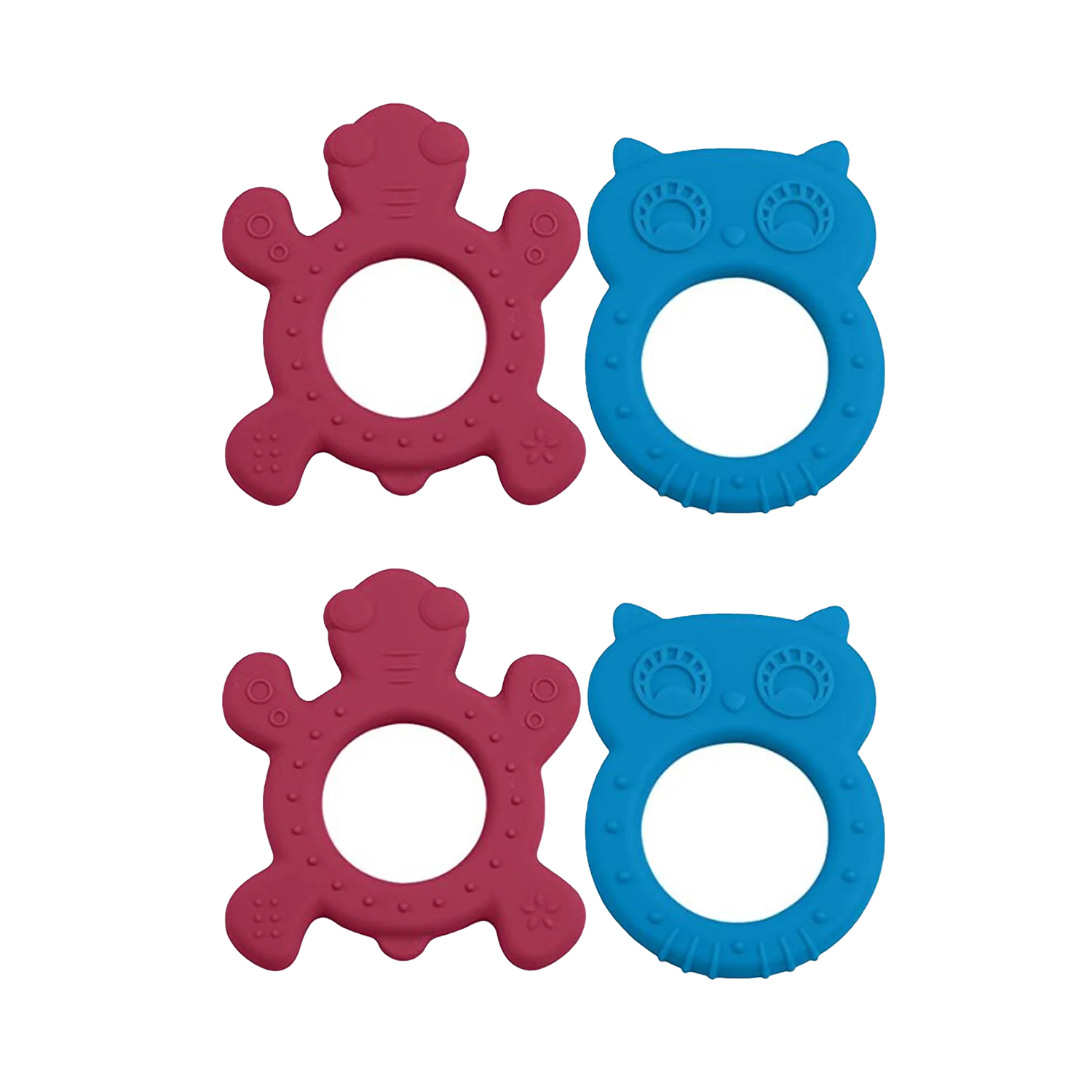 LuvLap Silicone Baby Teether - Owl & Turtle (Pack of 2)